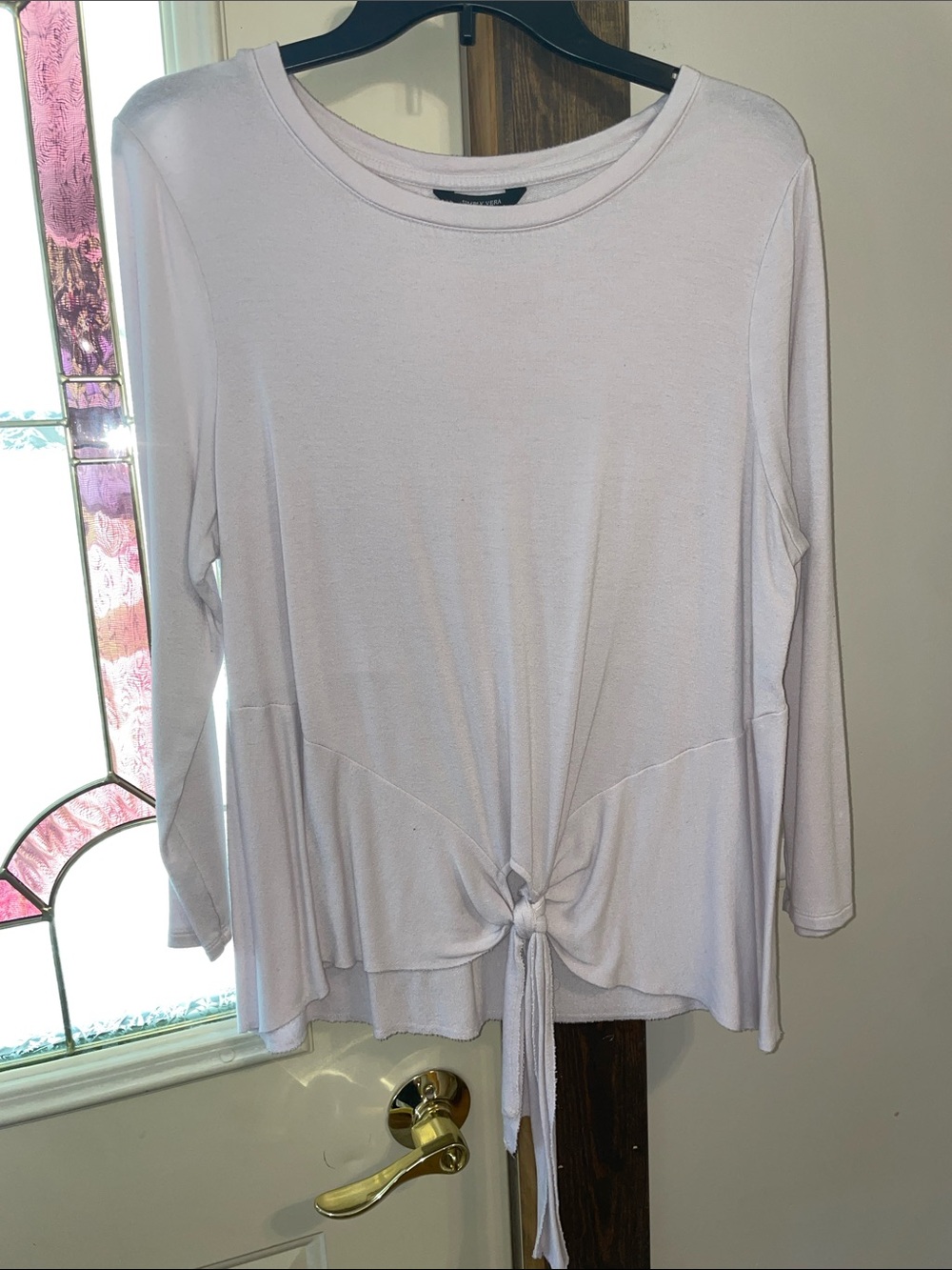 Simply Vera Vera Wang Pale Blush 3/4 Sleeve Tie-Front Top